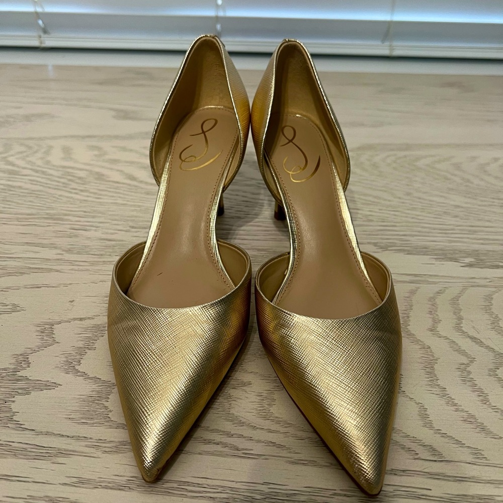 Gold Viv Pointed Toe d'Orsay Pump size 8 Sam Edelman